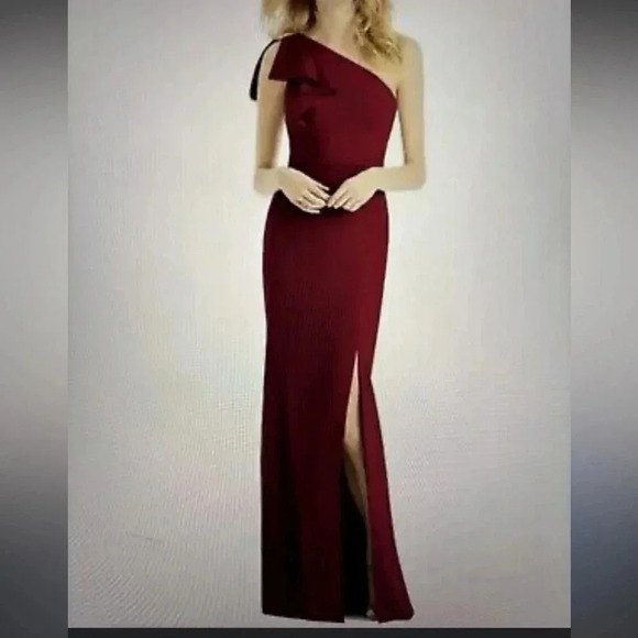 After Six One Shoulder Burgundy Formal Gown Prom Wedding Size 14 NWT - Picture 1 of 9